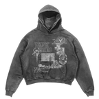 Grey Mirage Hoodie by Velvet Errors, shown with a relaxed fit and minimalist design, featuring a drawstring hood and soft fabric.