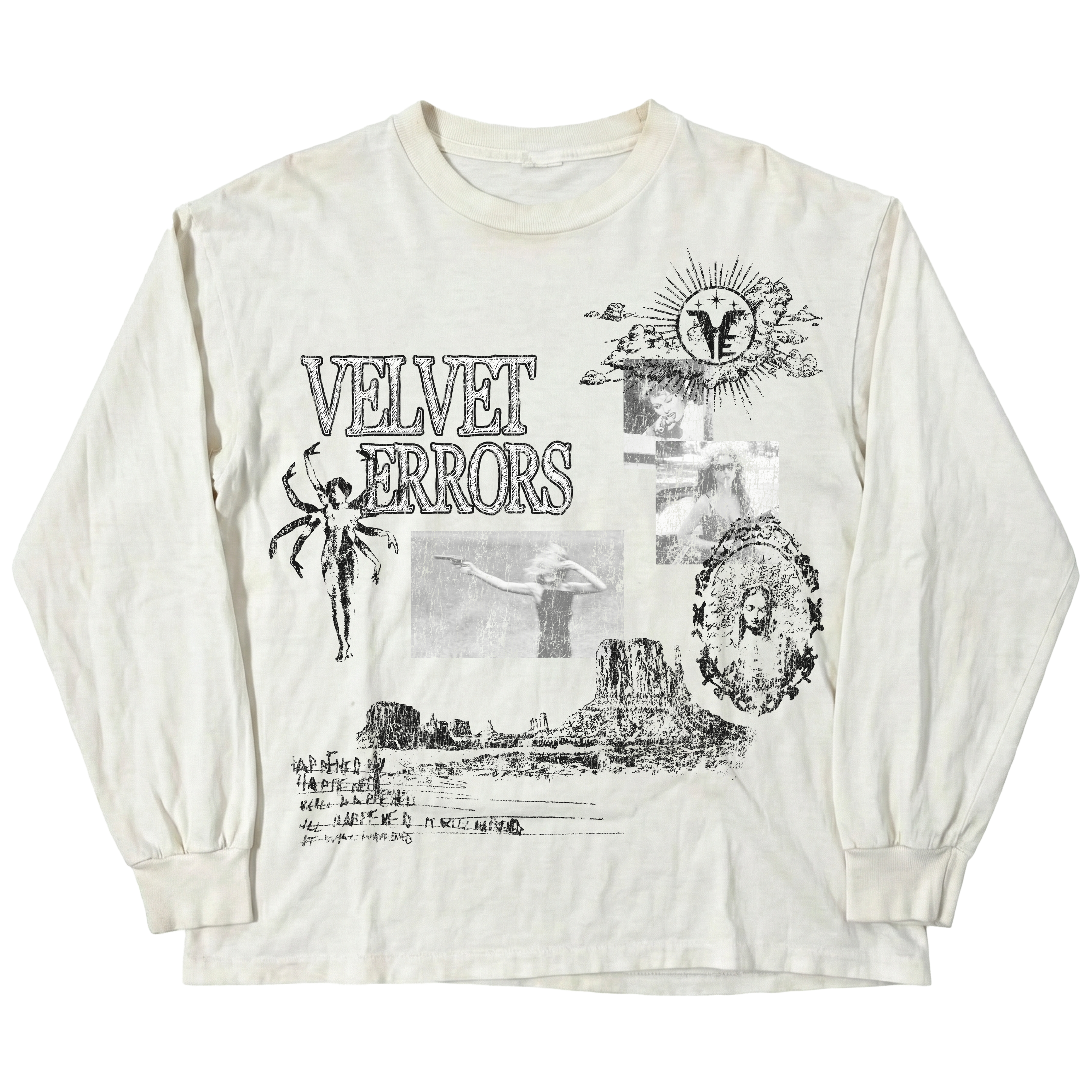 White Mirage Long Sleeve top by Velvet Errors, featuring a fitted design and subtle detailing, shown on a model.