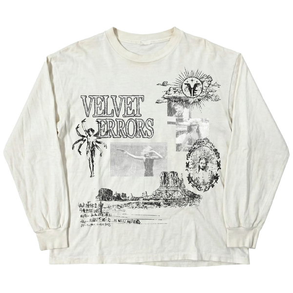 White Mirage Long Sleeve top by Velvet Errors, featuring a fitted design and subtle detailing, shown on a model.