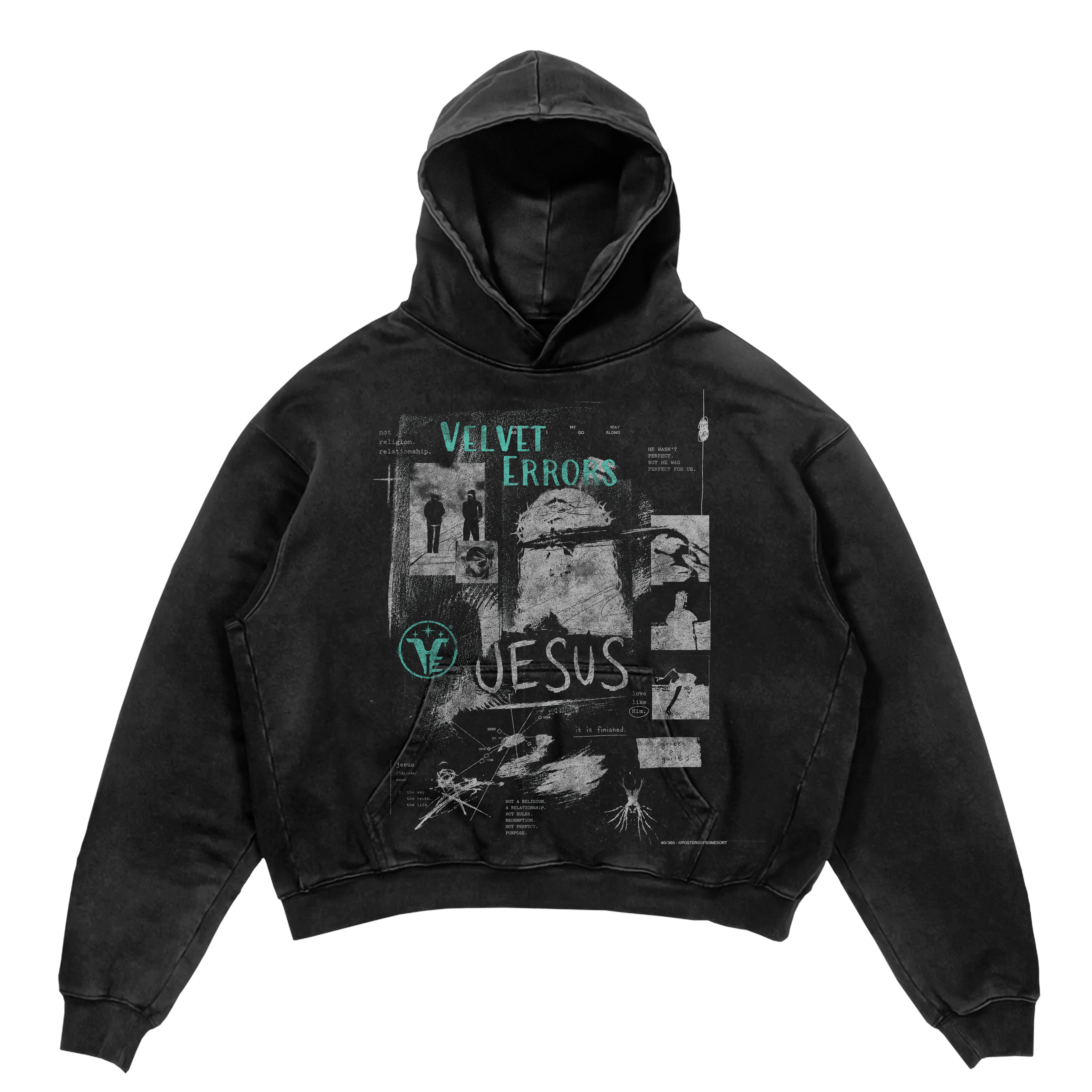 Black Redemption Hoodie by Velvet Errors with front logo design and comfortable hoodie style.