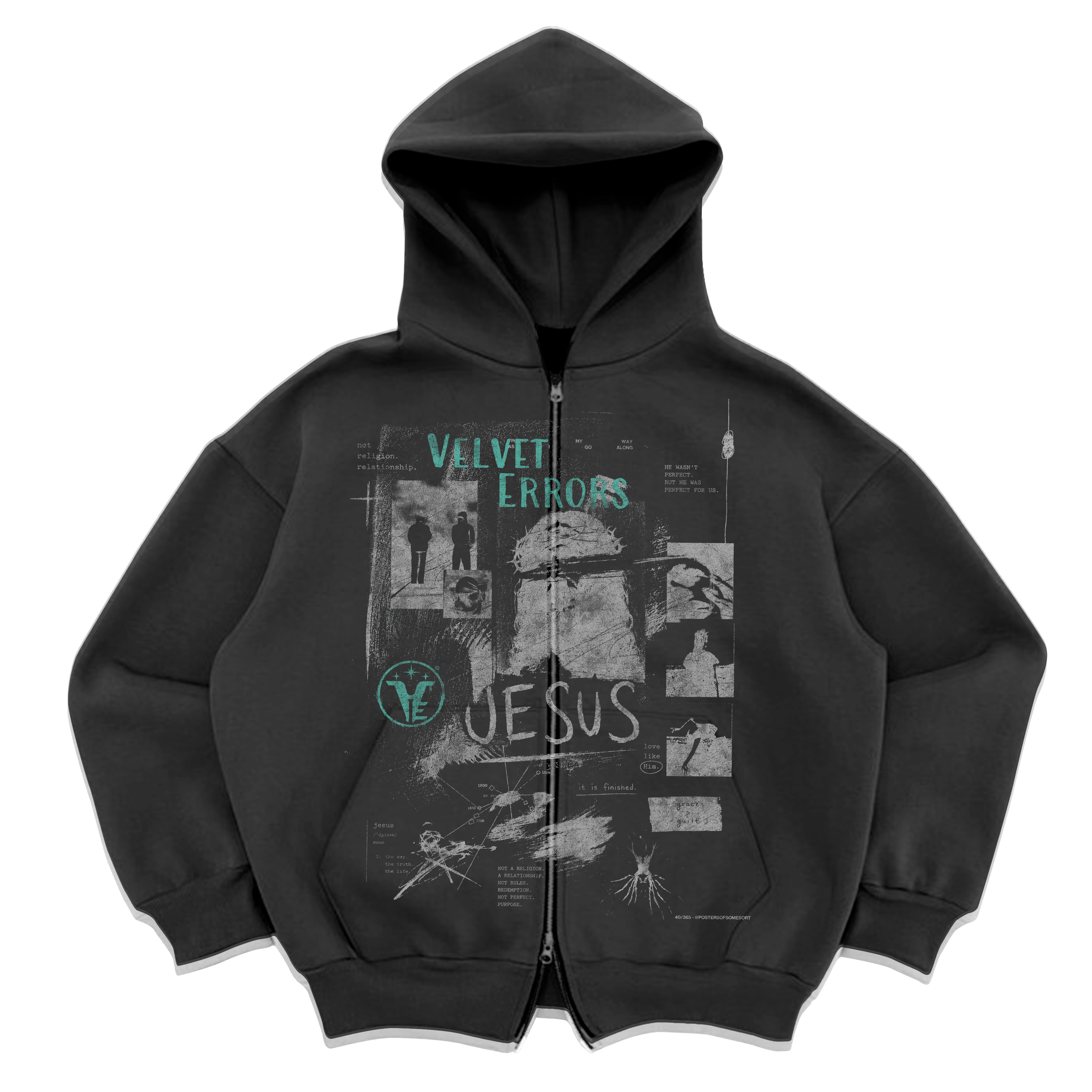 Gray zip-up hoodie from Velvet Errors featuring a sleek mock design and a comfortable fit.