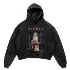 Black Rockstar hoodie by Velvet Errors featuring bold rockstar graphic on the front, casual fit, and comfortable fabric.