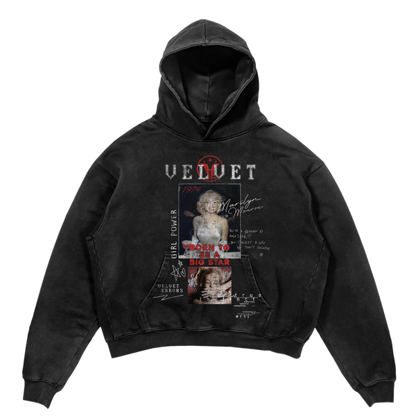 Black Rockstar hoodie by Velvet Errors featuring bold rockstar graphic on the front, casual fit, and comfortable fabric.