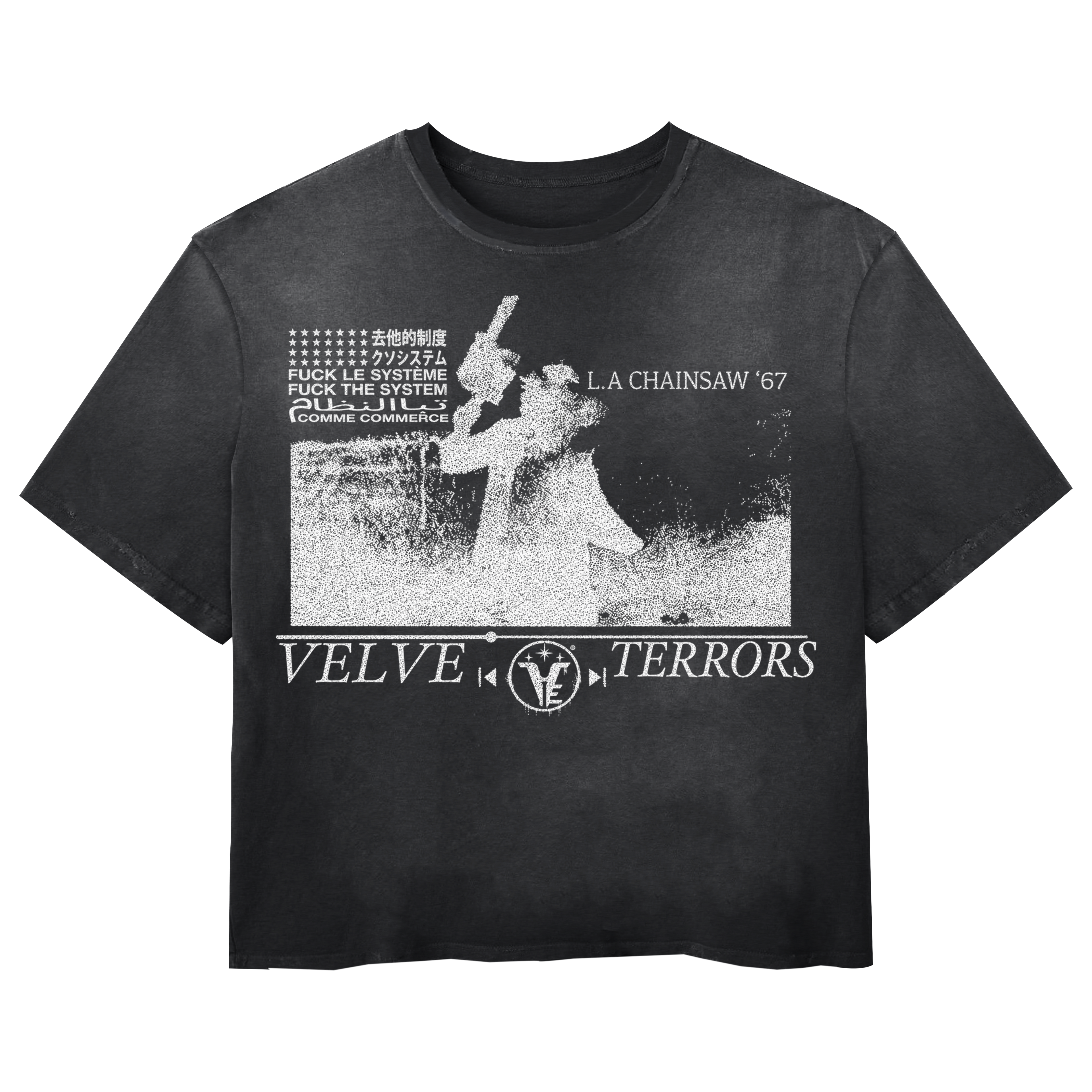 Black Terrors Wash Tee by Velvet Errors, featuring a graphic print on the front and a relaxed fit.