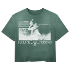 Green Terrors Wash Tee by Velvet Errors featuring a graphic print on the front, casual fit, and soft fabric.