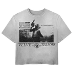 White Terrors Wash Tee by Velvet Errors featuring a graphic design on the front, casual fit, and soft fabric.