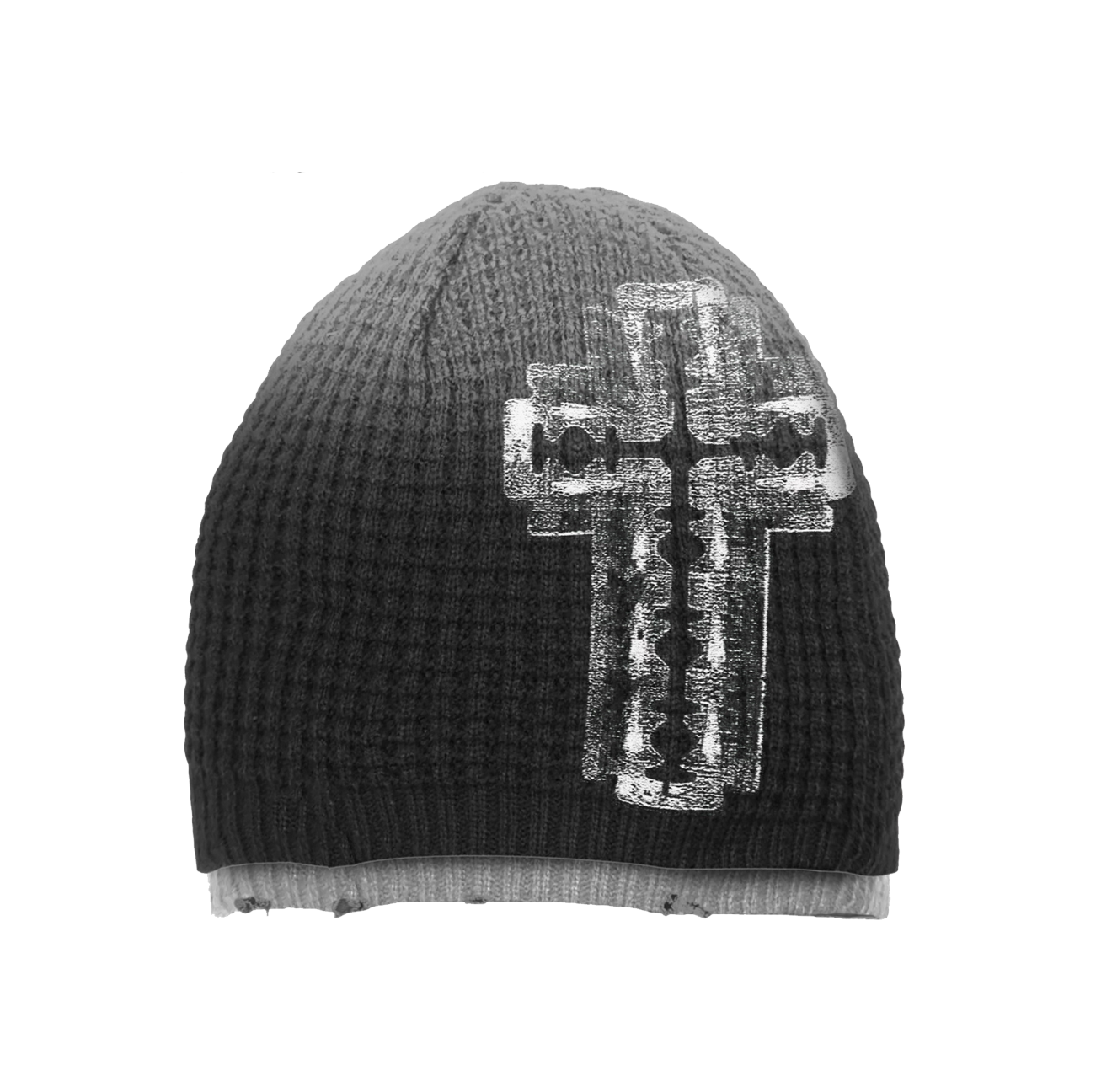 Velvet Errors Razor Double Beanie in black, soft knit fabric with folded brim, stylish and warm winter accessory.