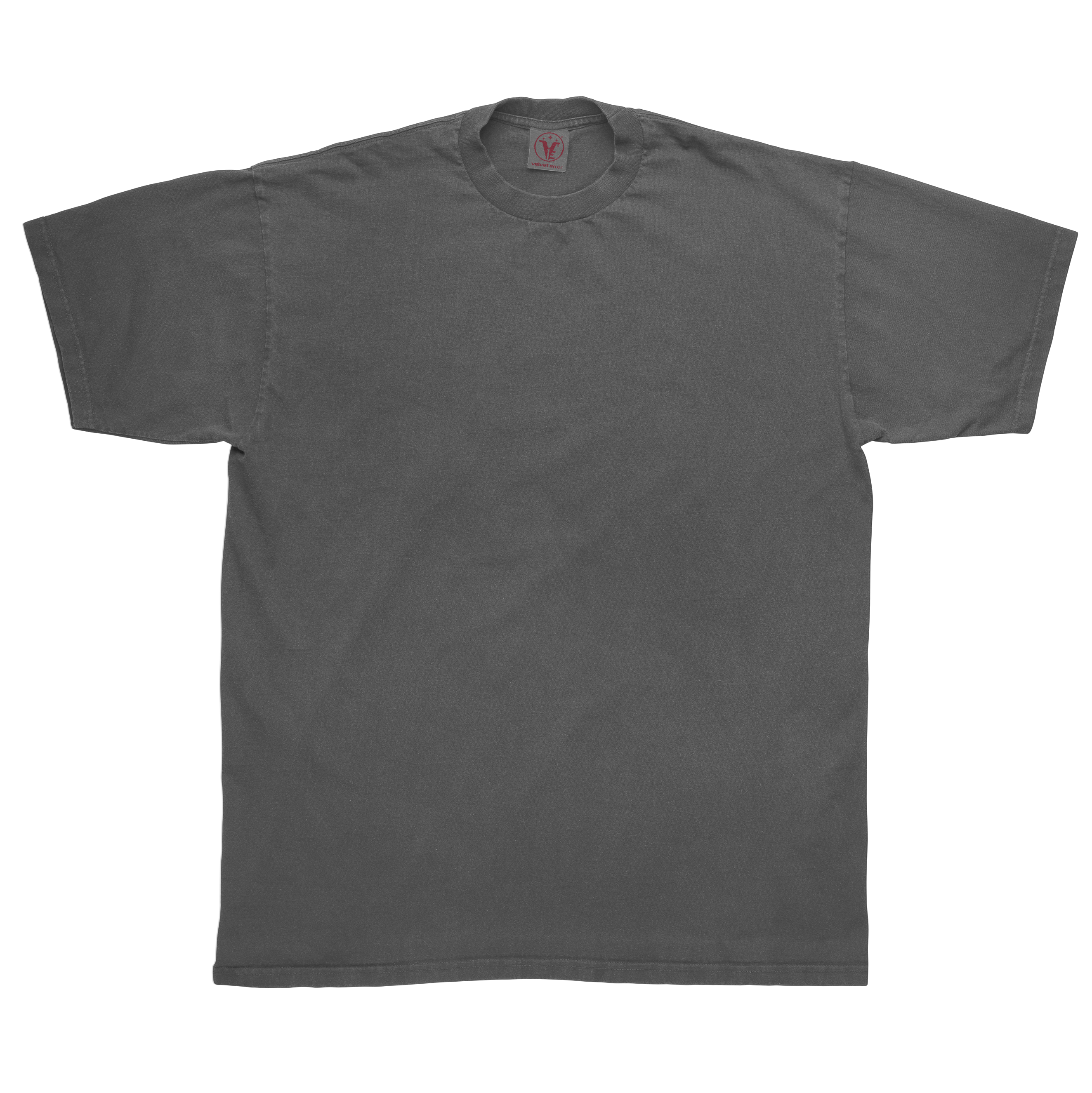Black Velvet Errors blank T-shirt displayed flat, showing the simple, unbranded cotton tee with short sleeves and crew neckline.