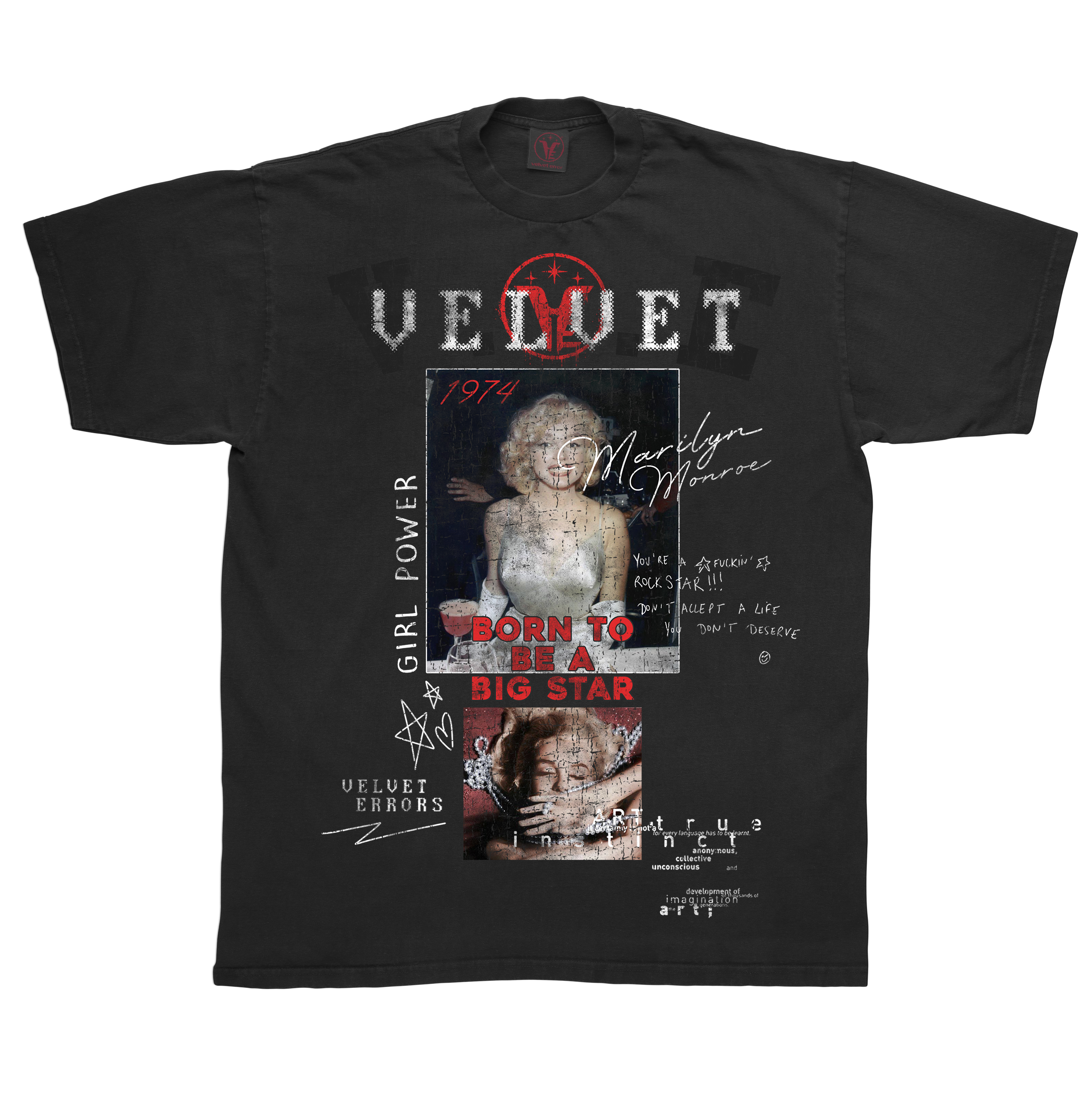 Black Velvet Errors Rockstar Tee featuring a bold graphic design on soft cotton fabric.