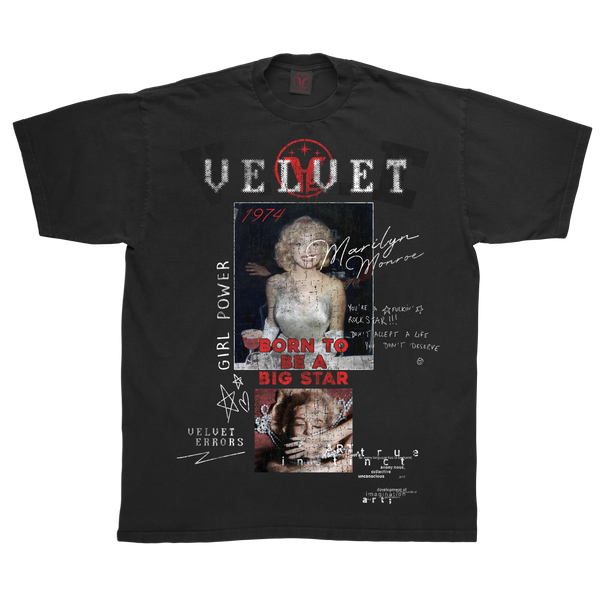 Black Velvet Errors Rockstar Tee featuring a bold graphic design on soft cotton fabric.