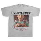 Black Velvet Errors Unbothered T-shirt with bold text design on front, casual fit, soft fabric, perfect for everyday wear.