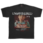 Black Velvet Errors Unbothered T-shirt with bold text design on front, casual unisex fit, soft cotton fabric.