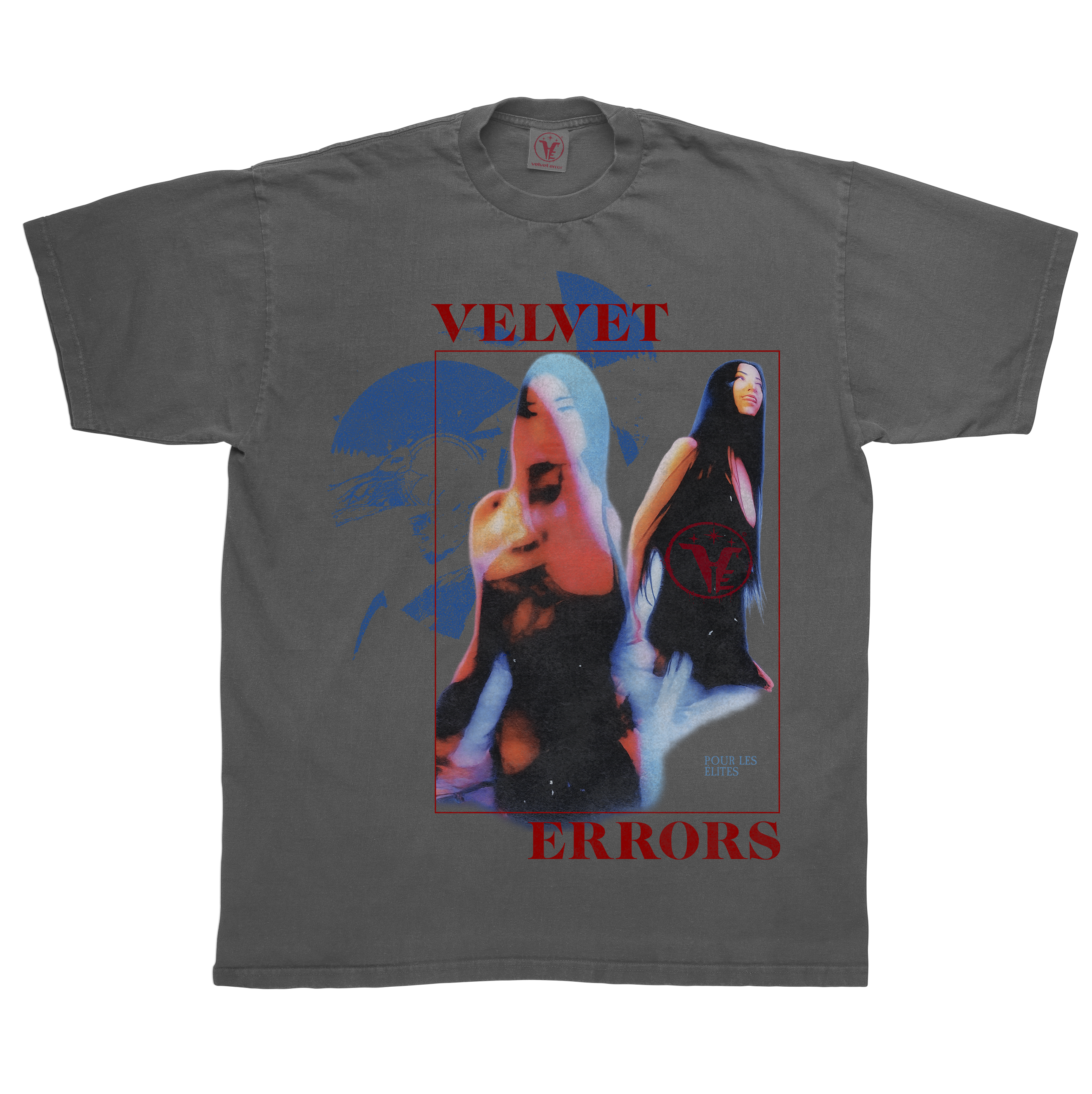 Gray Velvet Errors Elites Tee featuring a relaxed fit with soft cotton fabric and minimalist branding.