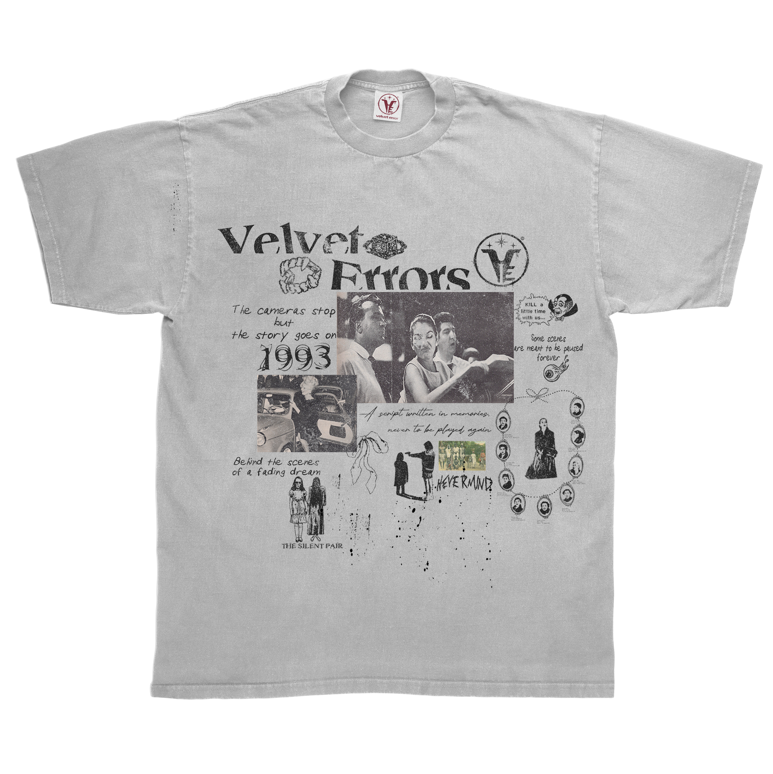 Gray Fade Out T-shirt by Velvet Errors, casual men's tee with a faded graphic design and relaxed fit.