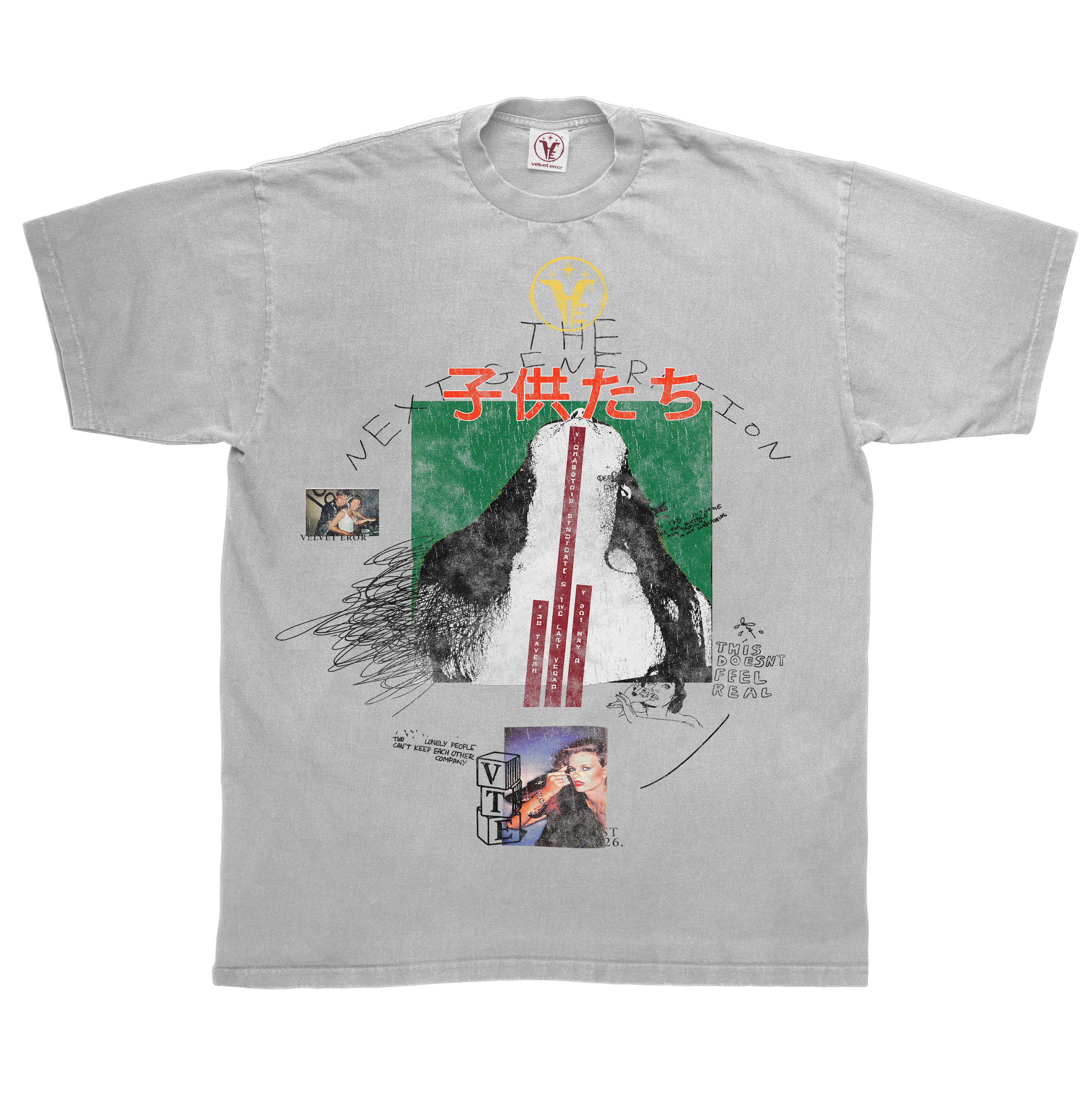Gray Next Generation Tee by Velvet Errors featuring a casual fit and minimalist design, displayed on a plain background.