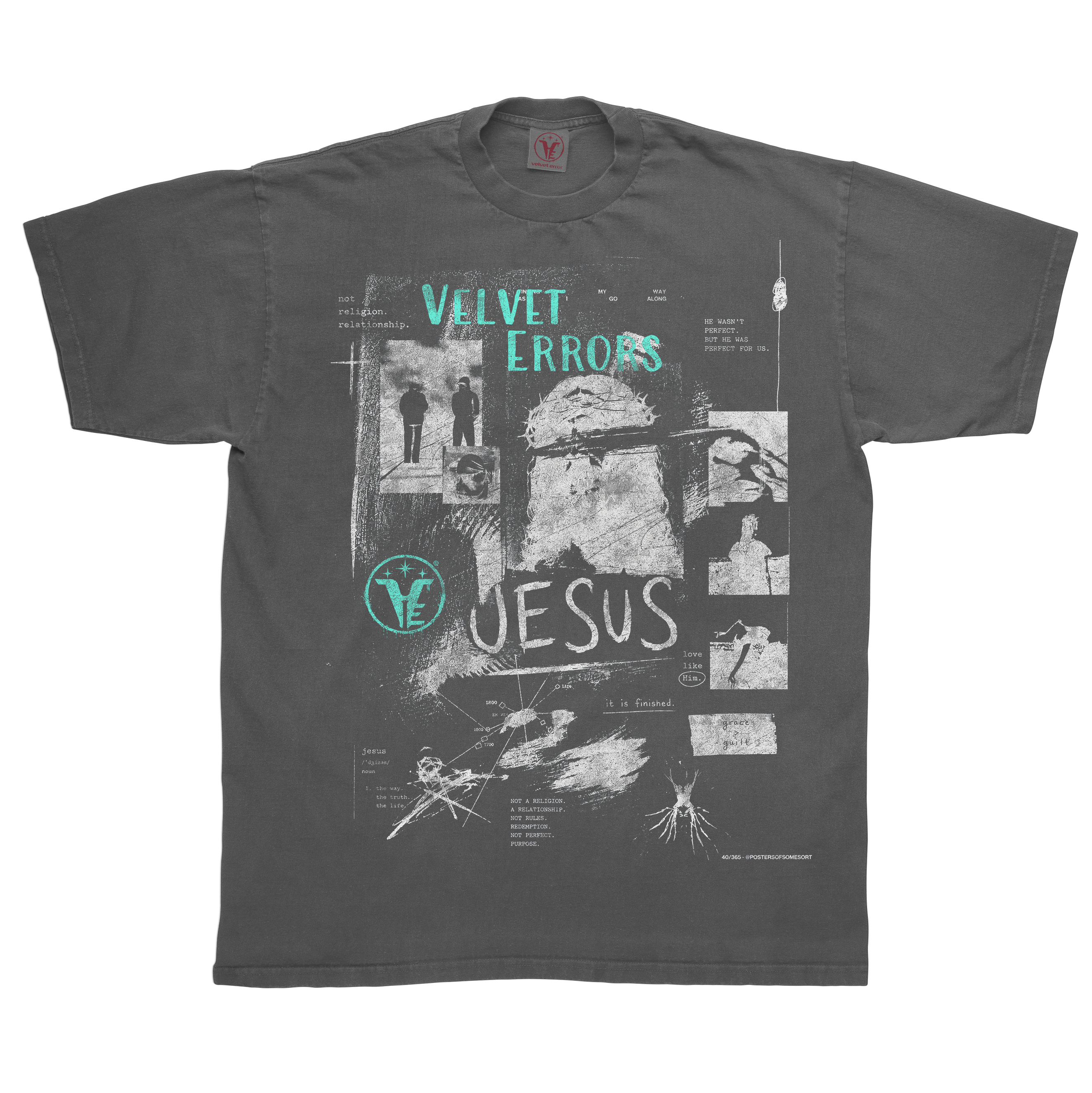 Grey Redemption Tee by Velvet Errors featuring a relaxed fit and minimalist design, displayed on a plain background.