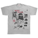 Gray Redemption Tee by Velvet Errors featuring a classic crew neck and minimalist design on soft cotton fabric.