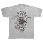 Gray Velvet Errors True Lies Tee featuring a casual fit and graphic design on the front.