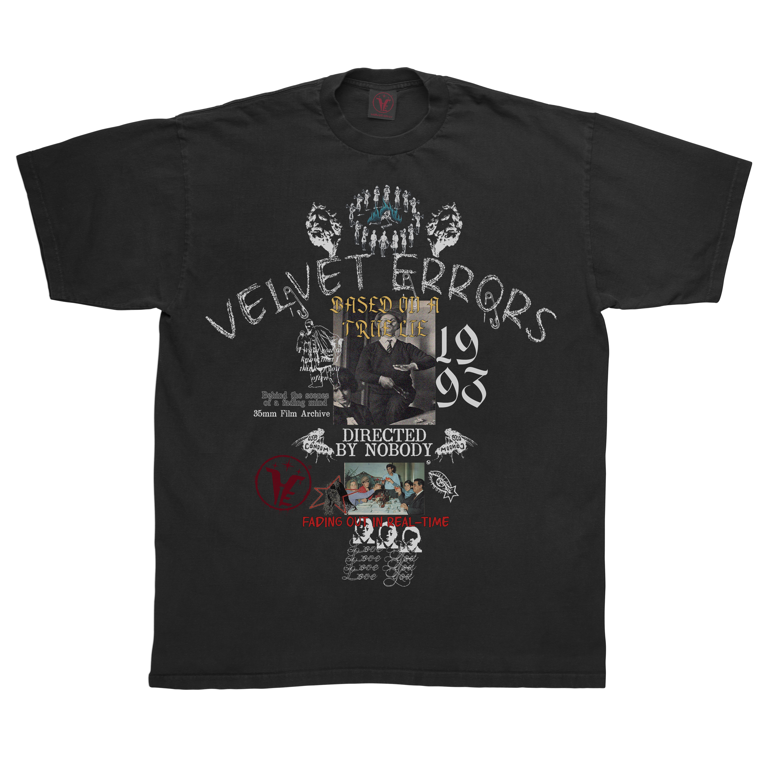 Gray True Lies T-shirt by Velvet Errors featuring a casual fit and printed graphic design on the front.
