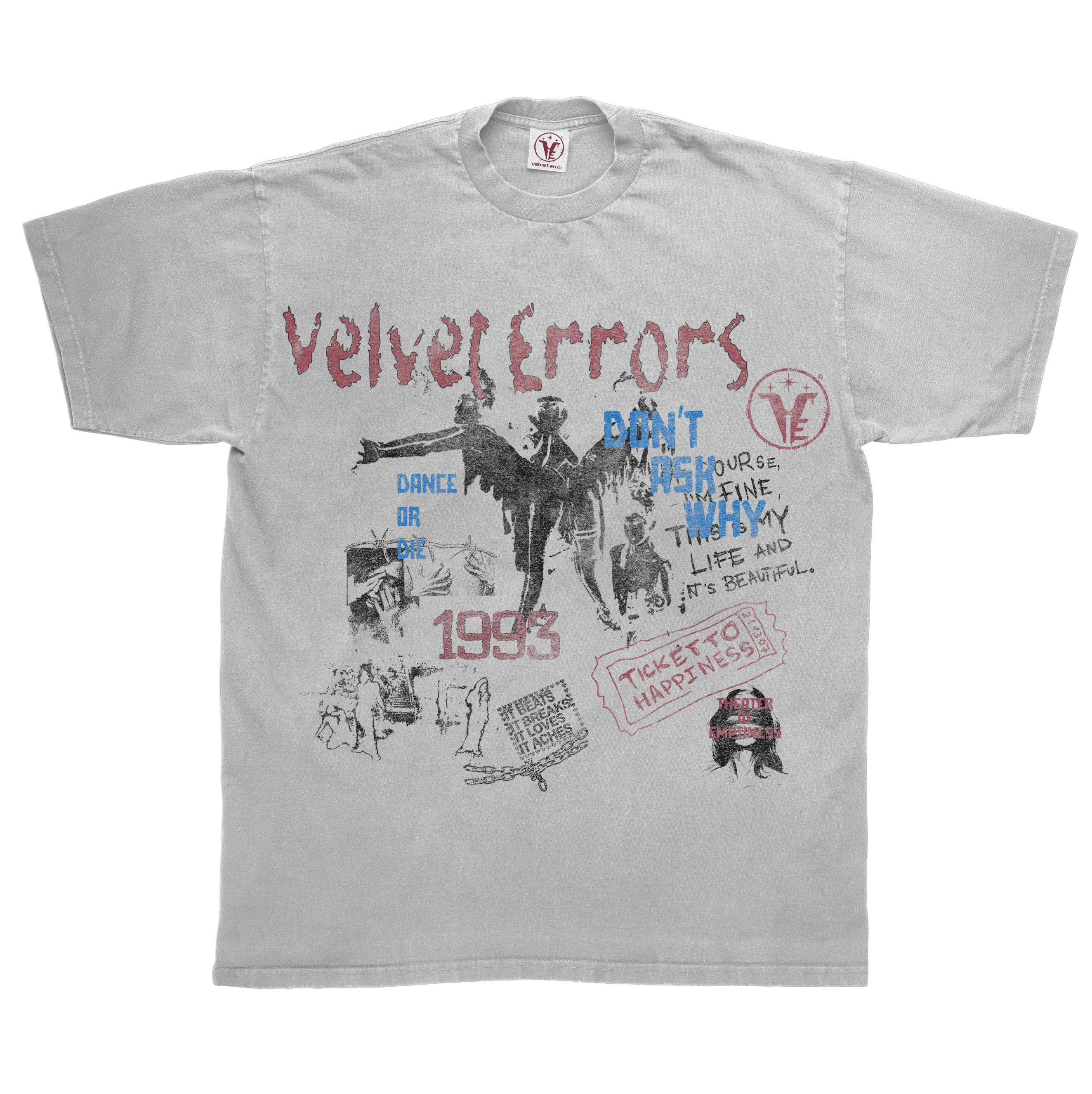 White Dance or Die T-shirt by Velvet Errors featuring bold text design on front, casual fit, and soft fabric.