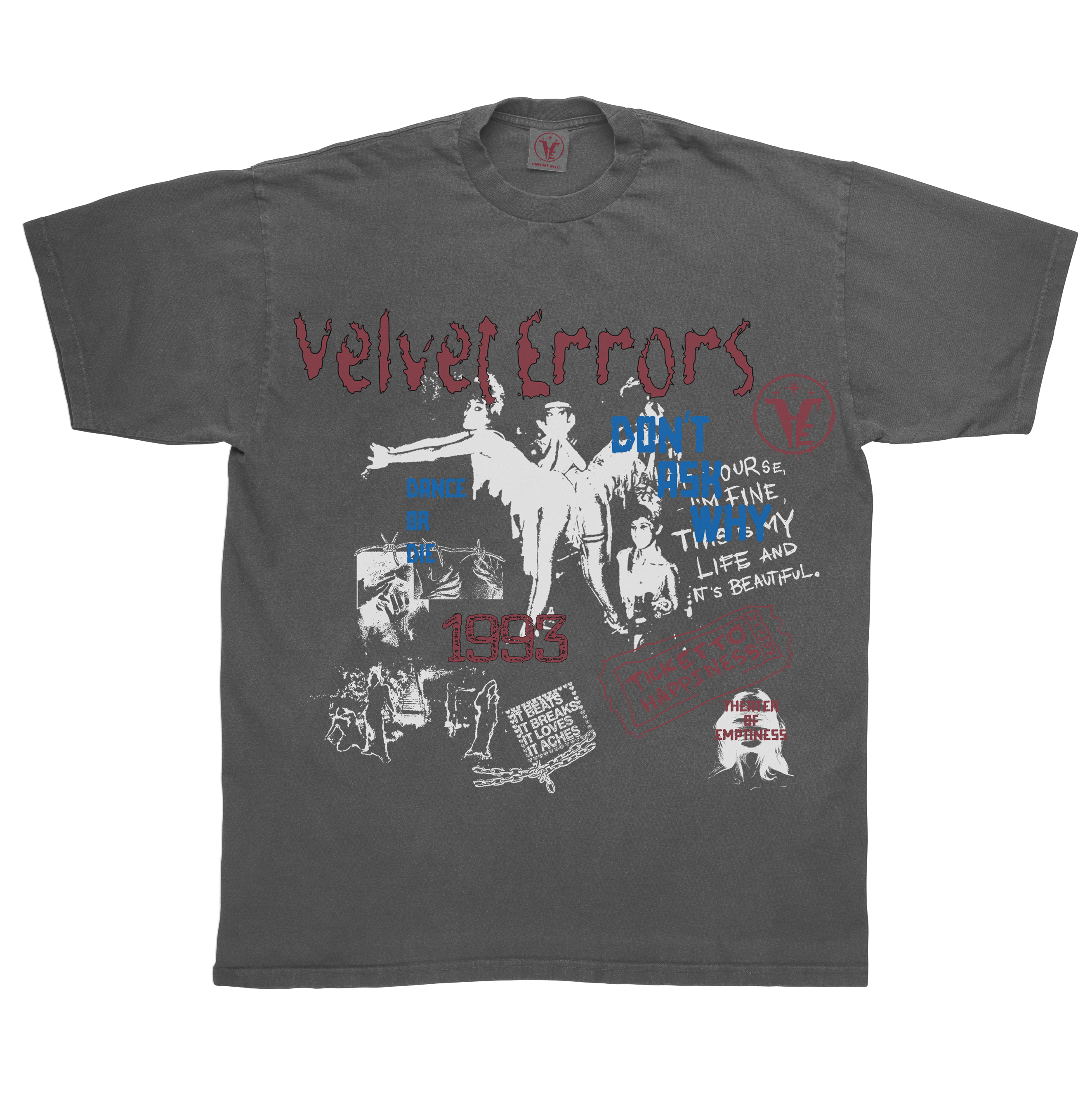 White Dance or Die T-shirt by Velvet Errors featuring bold printed text on the front.