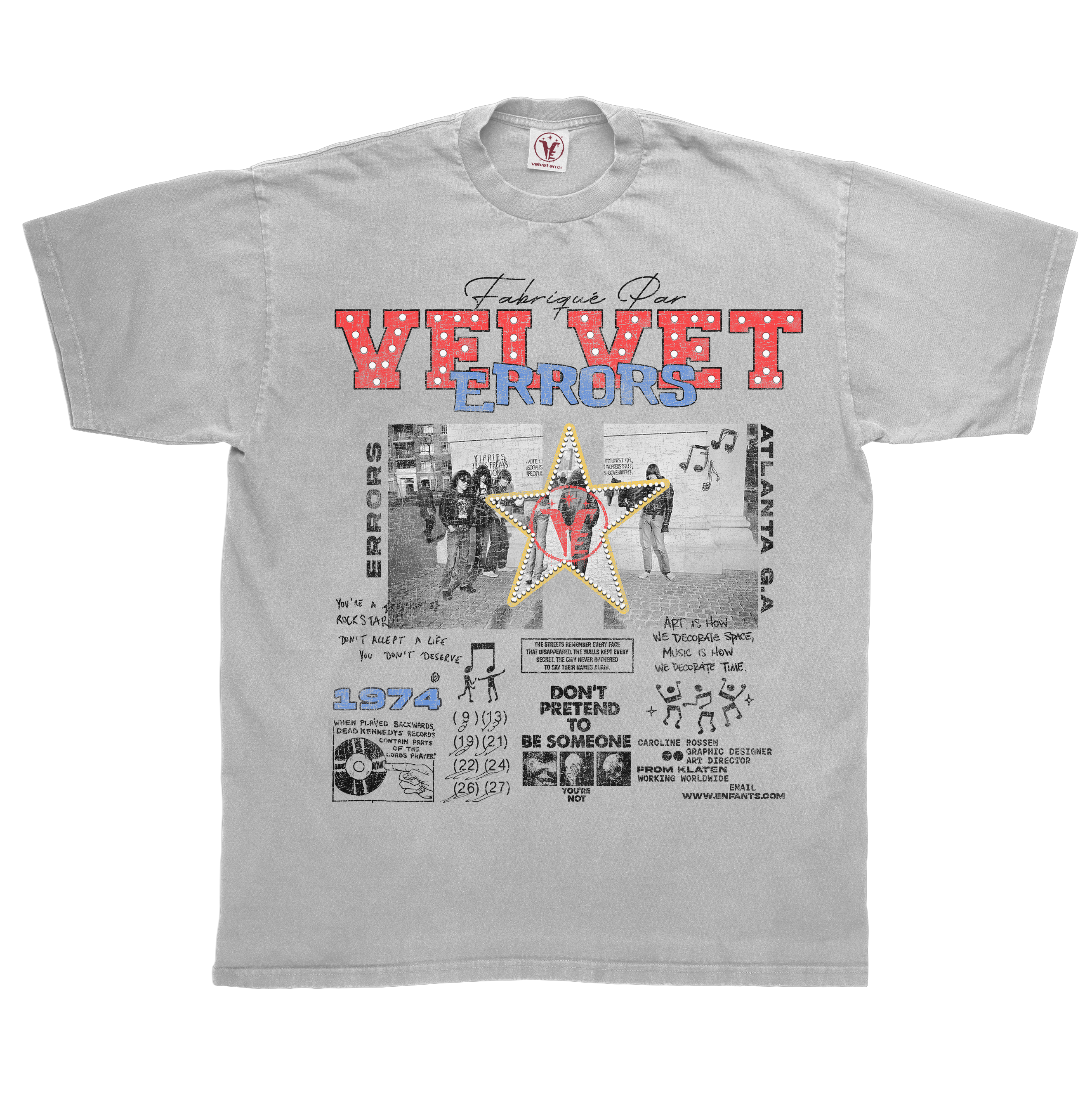White "Don't Pretend" T-shirt by Velvet Errors, featuring casual fit and bold text design.