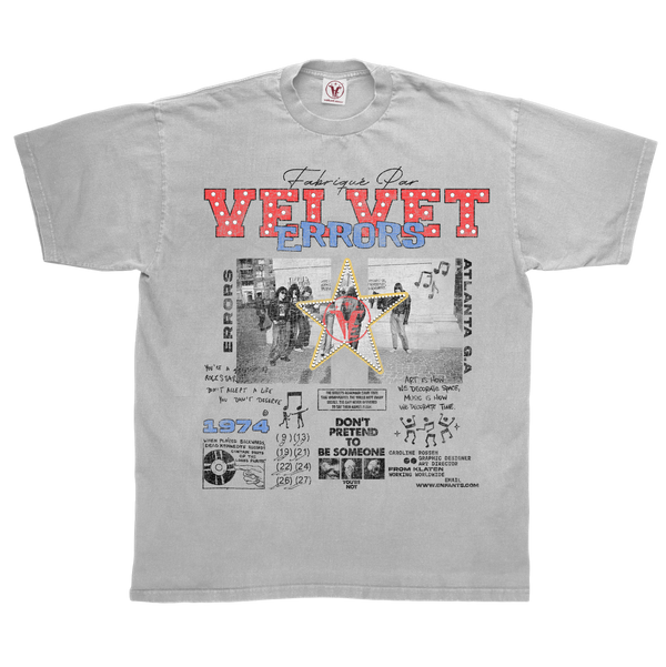 White "Don't Pretend" T-shirt by Velvet Errors, featuring casual fit and bold text design.