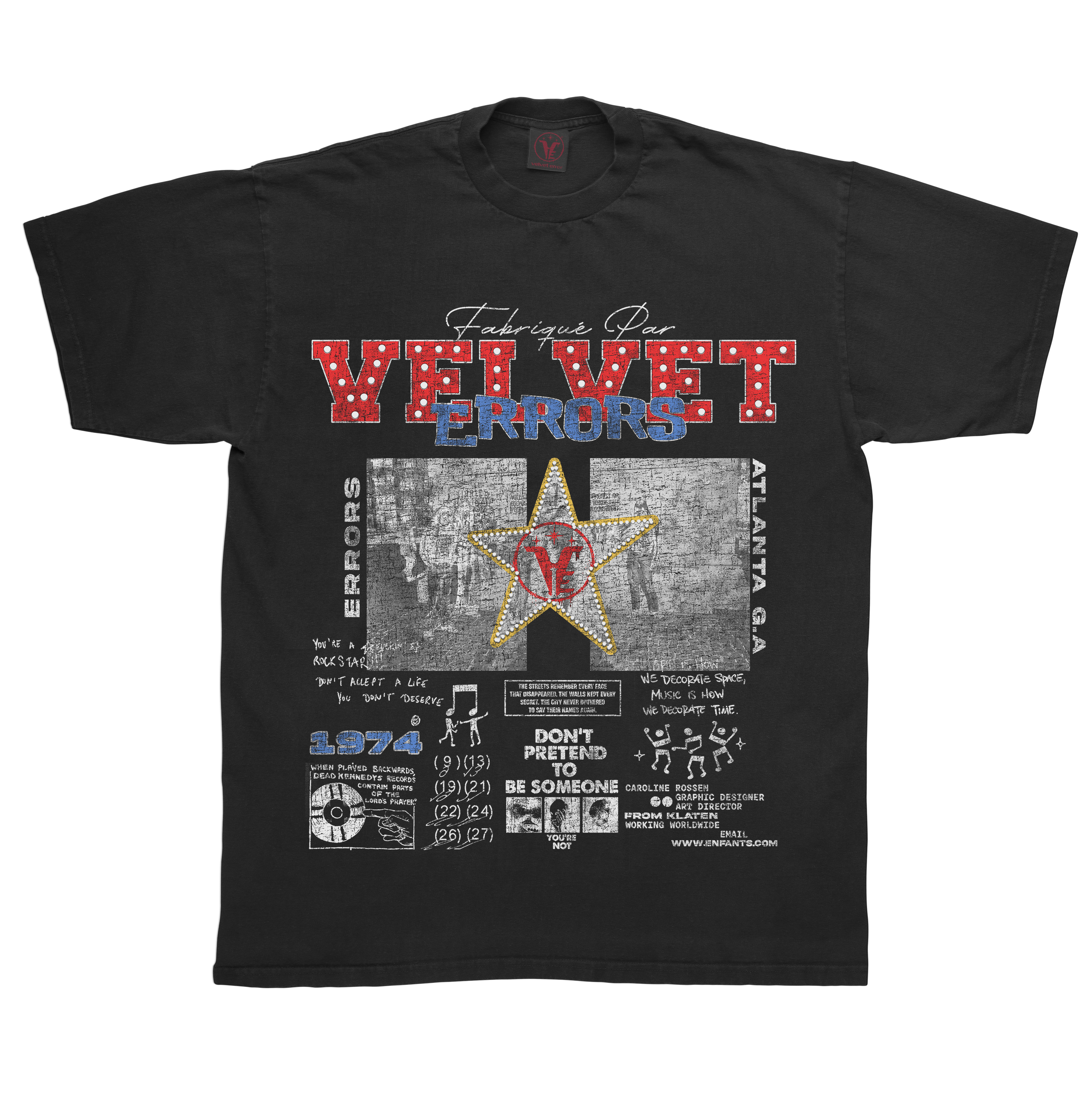 White "Don't Pretend" T-shirt by Velvet Errors, featuring a casual fit and graphic text on the front.