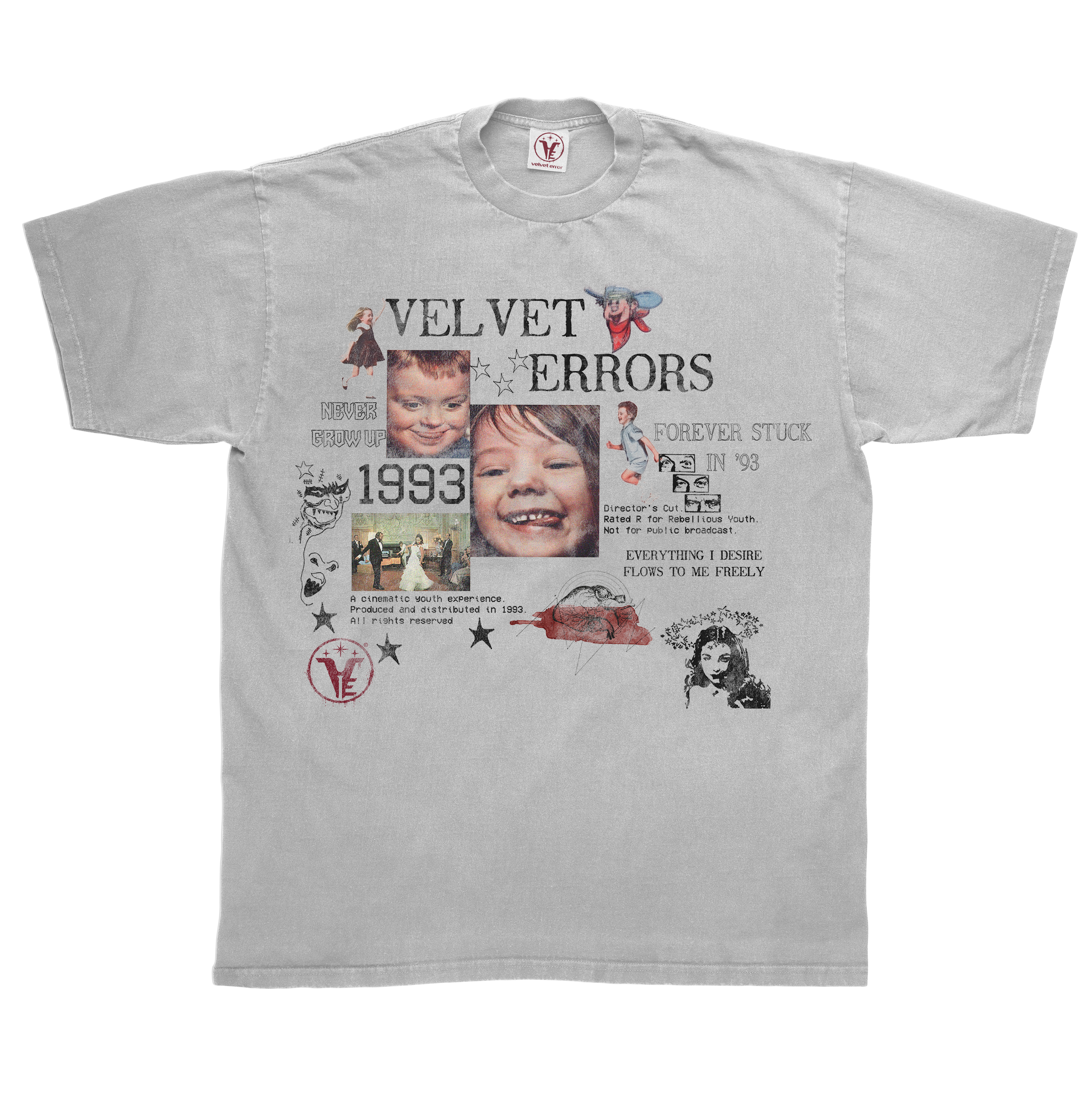 White Forever Stuck Tee by Velvet Errors featuring a casual fit and minimalist design.