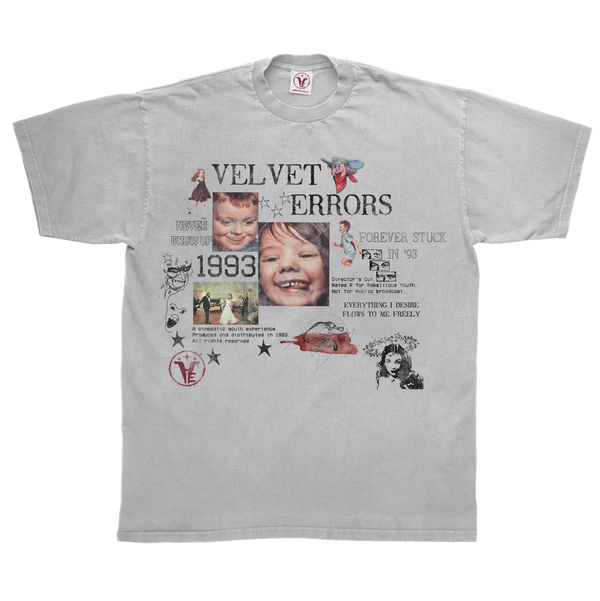 White Forever Stuck Tee by Velvet Errors featuring a casual fit and minimalist design.