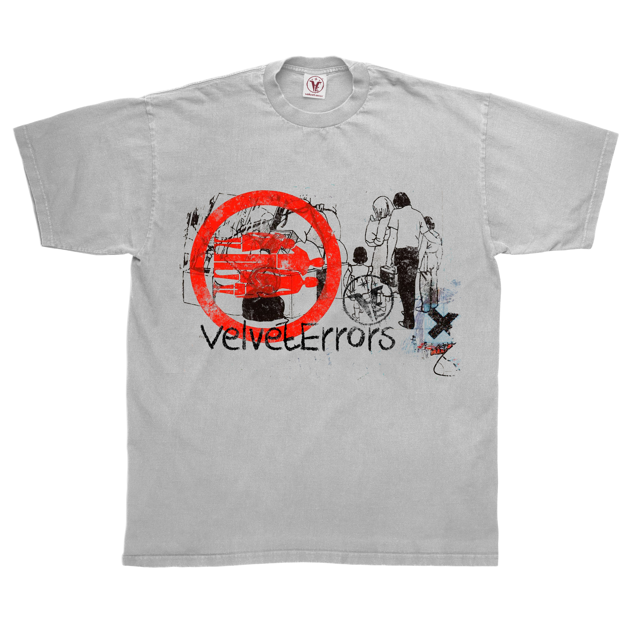White Fragments Tee by Velvet Errors, featuring a casual crewneck design with a graphic fragment pattern on the front.