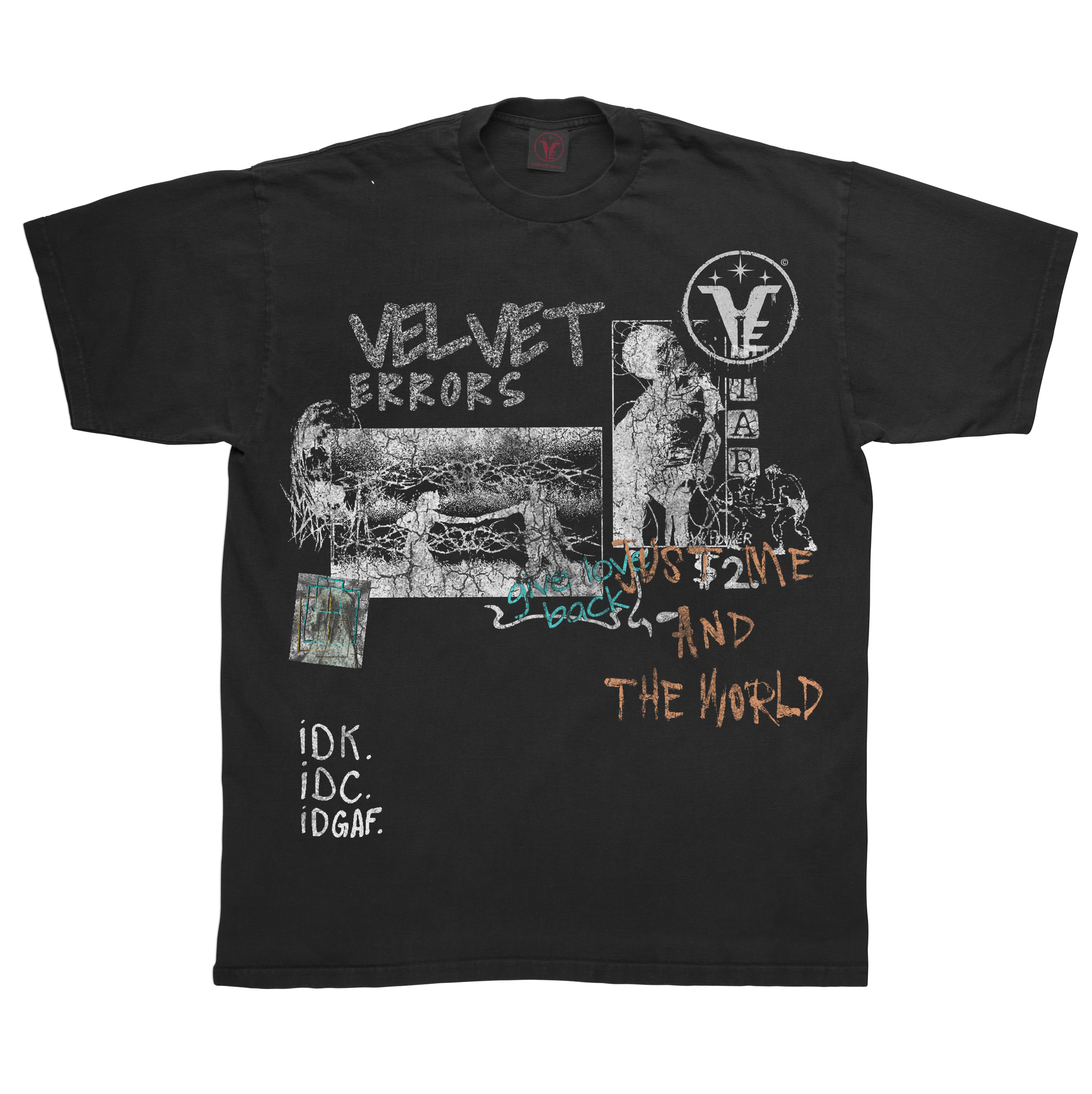 White Velvet Sins Tee by Velvet Errors featuring a soft velvet fabric and stylish graphic design on the front.