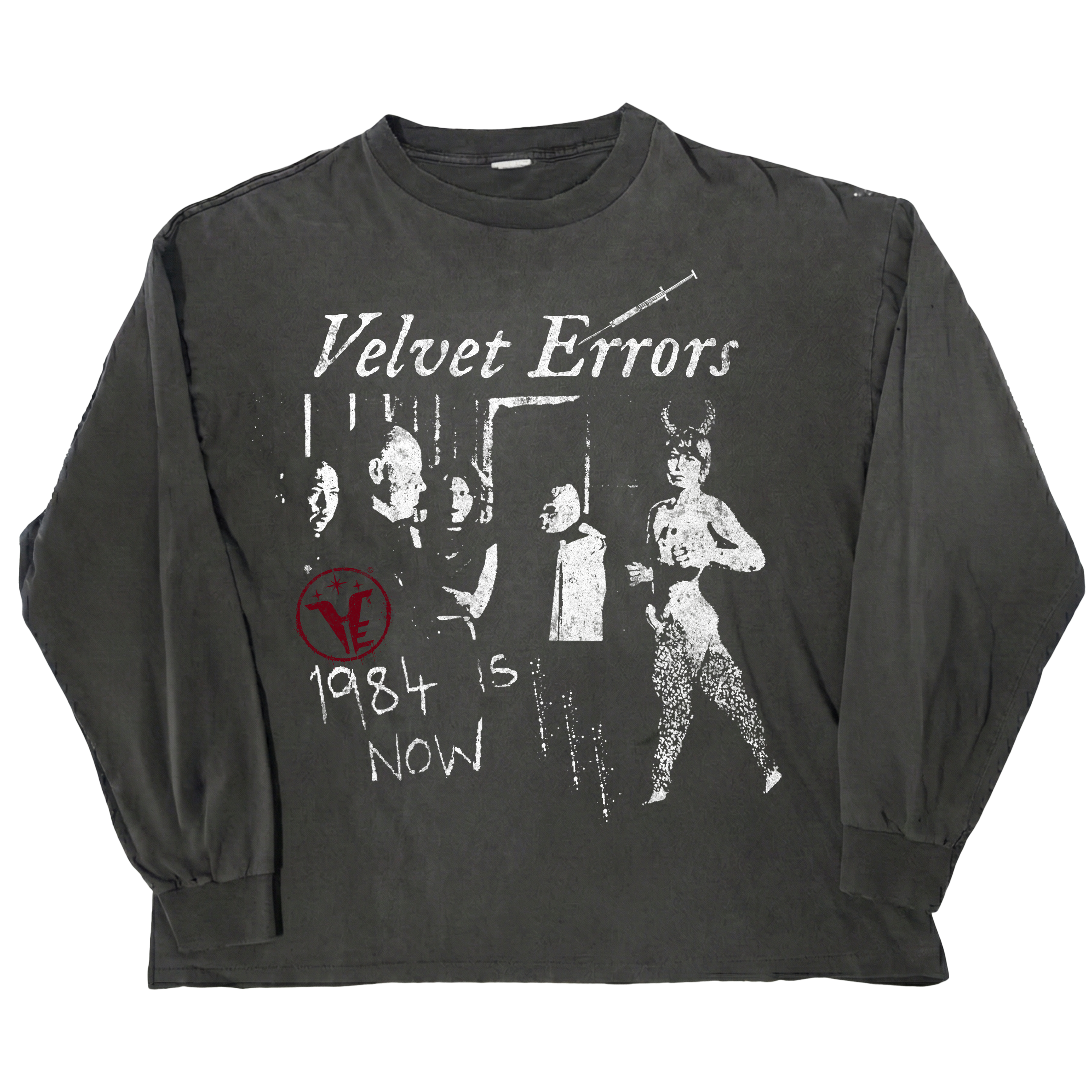 Black Velvet Errors 1984 long sleeve shirt with printed design, featuring a comfortable fit and classic style.