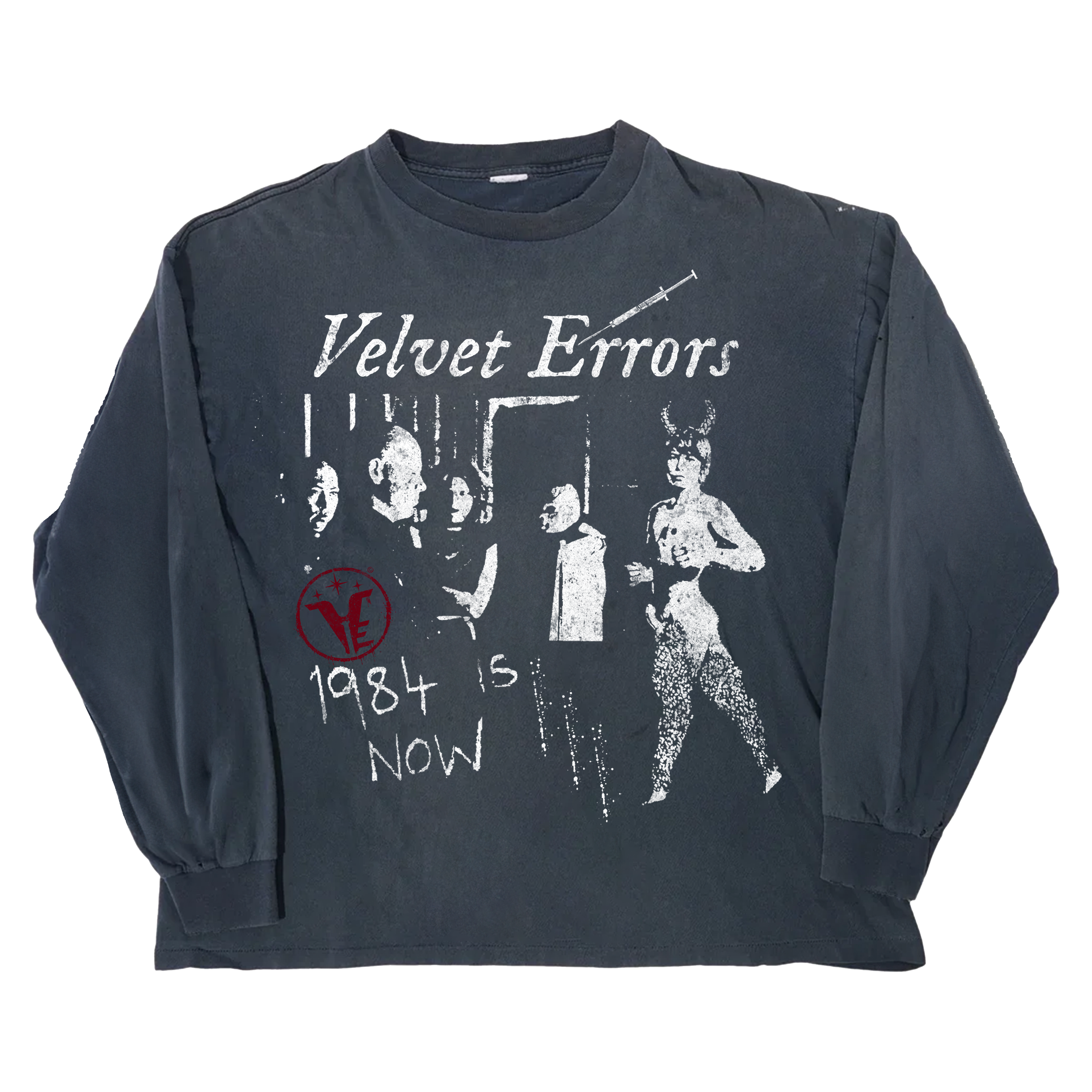 Black Velvet Errors 1984 long sleeve shirt with printed design, featuring a comfortable fit and casual style.