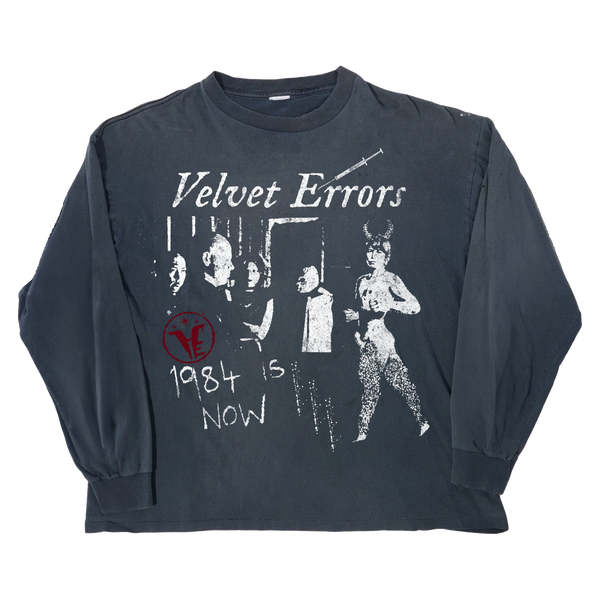 Black Velvet Errors 1984 long sleeve shirt with printed design, featuring a comfortable fit and casual style.