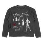 Small black 1984 Thermal by Velvet Errors, soft fabric shirt with printed design, close-up of the thermal top's fabric and details.