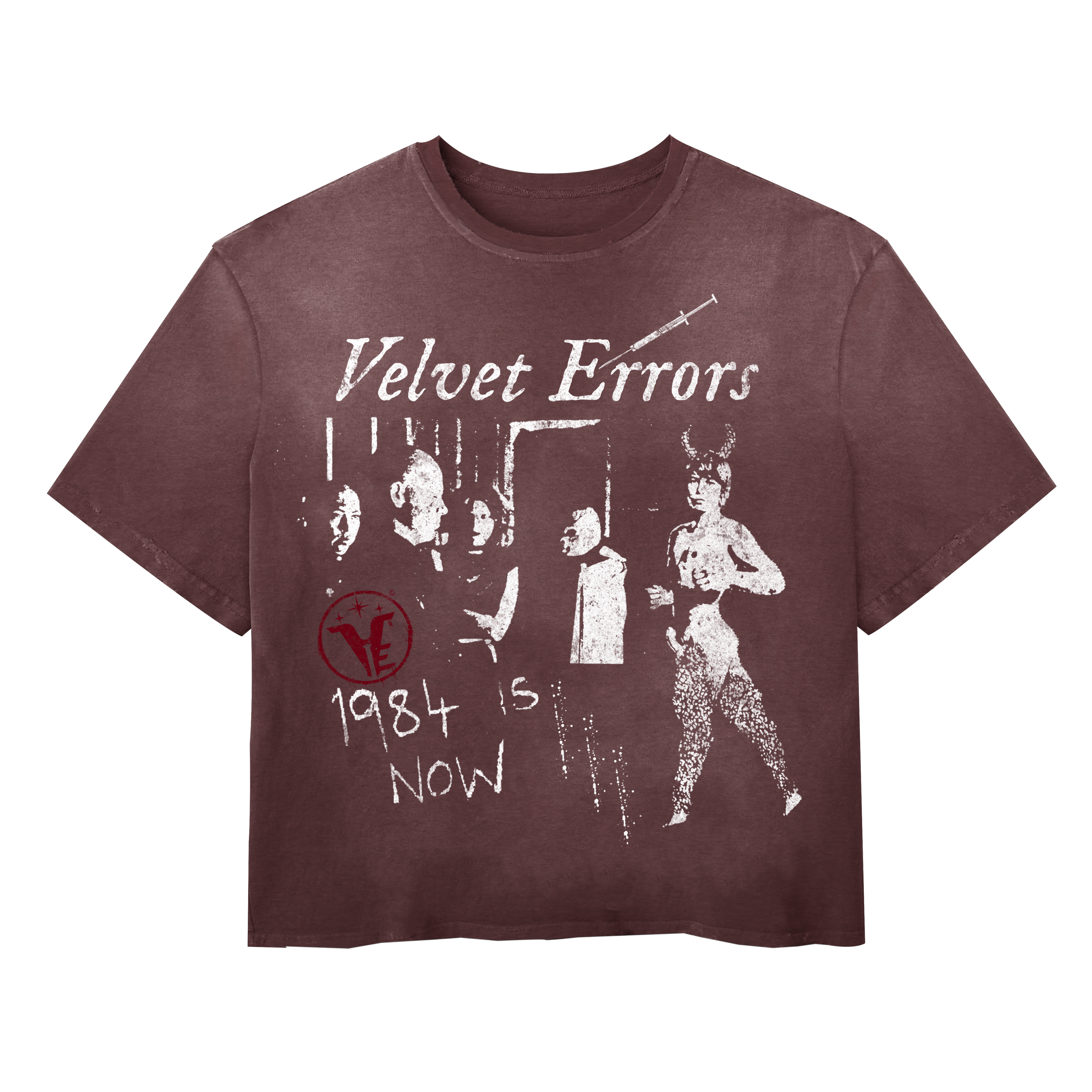 Black 1984 Wash Tee by Velvet Errors featuring a vintage-inspired graphic design on soft cotton fabric.