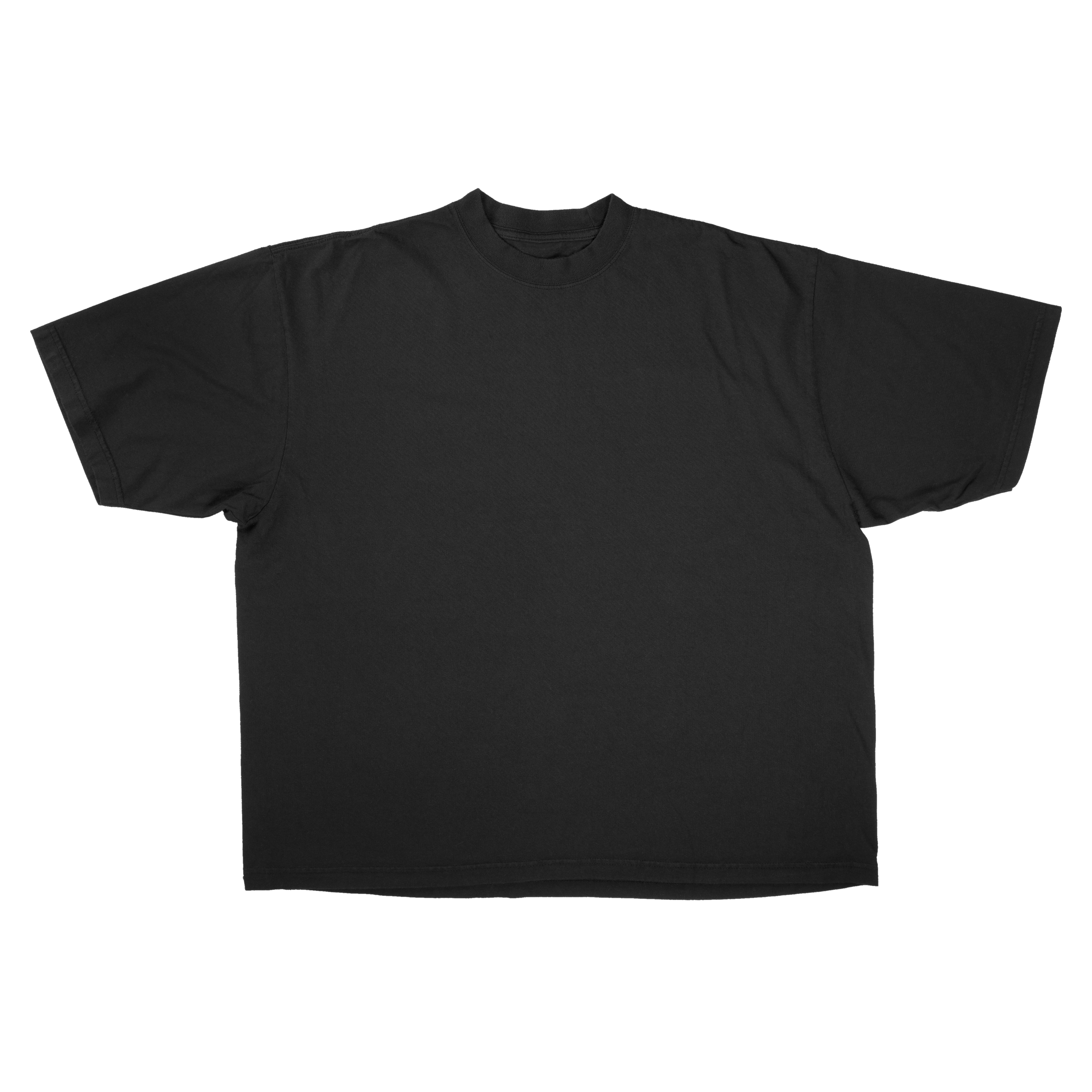 Black Blank Drop Tee by Velvet Errors, plain cotton t-shirt displayed flat on a white background.