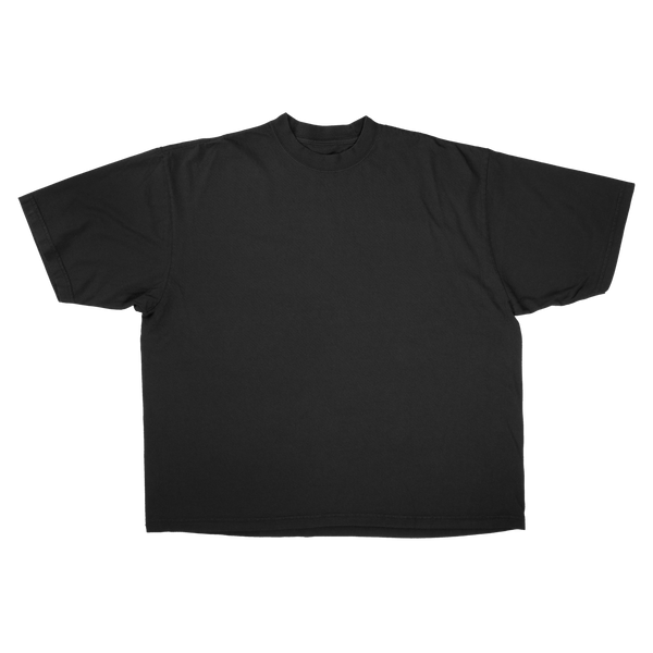 Black Blank Drop Tee by Velvet Errors, plain cotton t-shirt displayed flat on a white background.