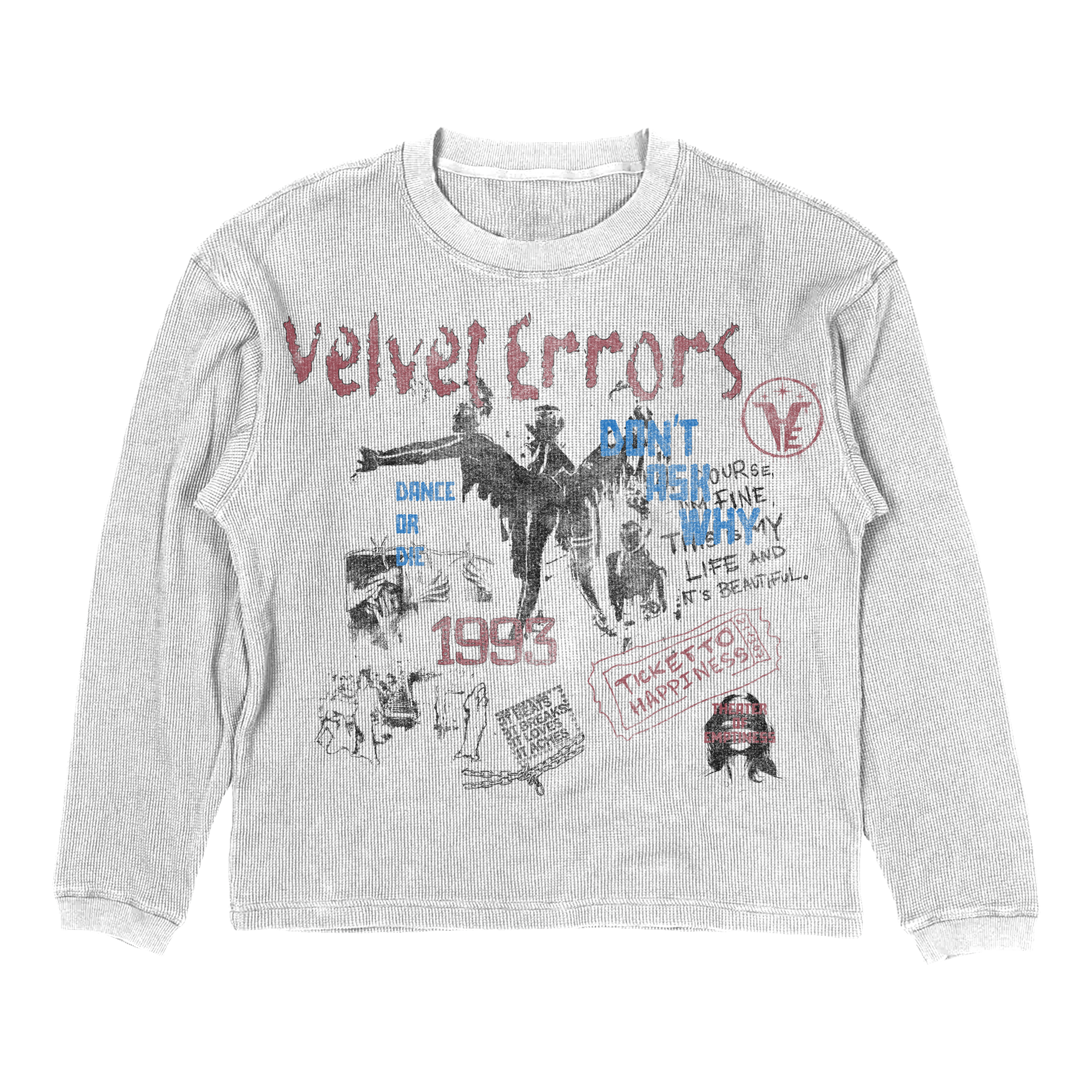 Velvet Errors Dance or Die thermal in small black, featuring a snug, lightweight fabric ideal for active wear or layering.