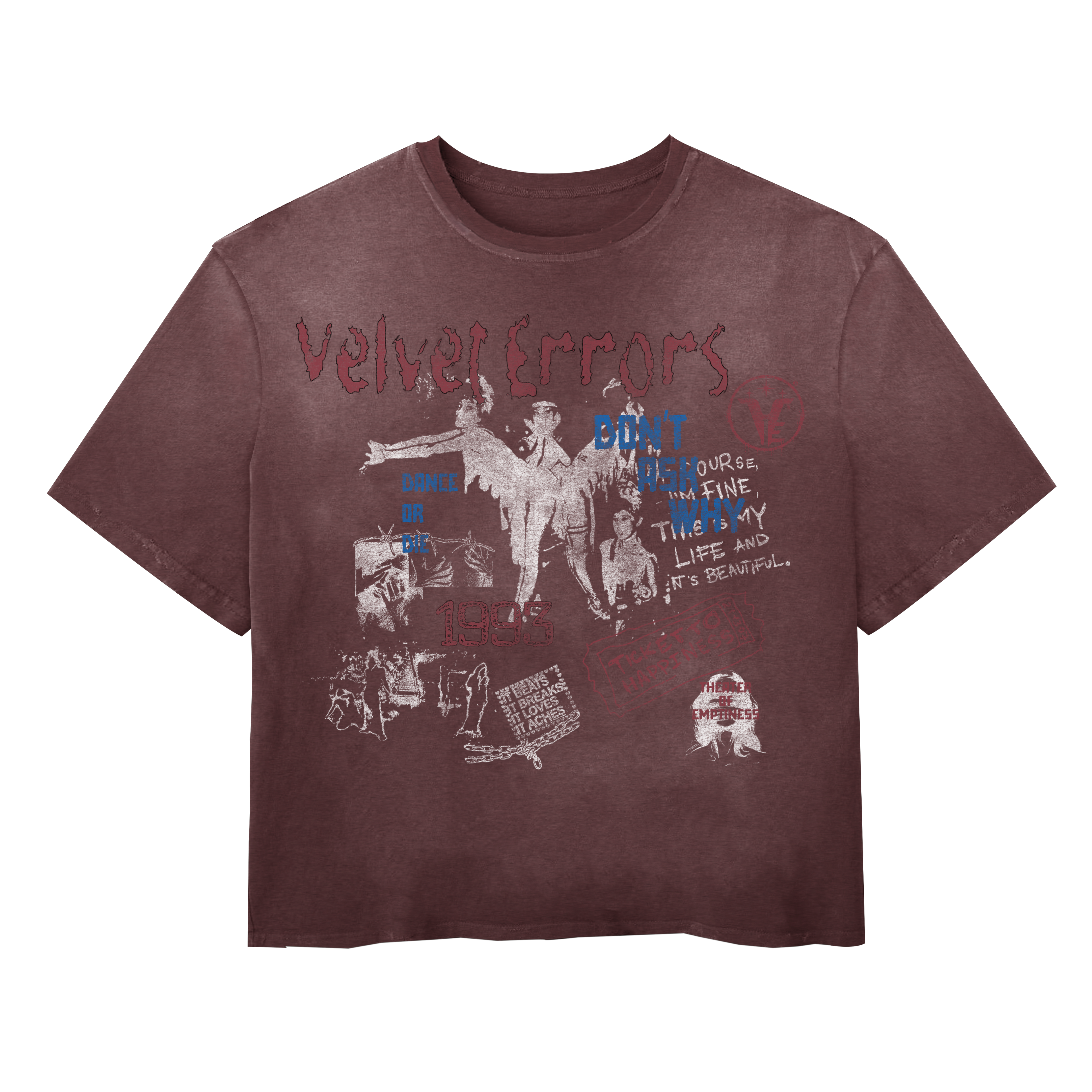 Black Velvet Errors Dance or Die Wash Tee with graphic print, featuring a casual fit and soft fabric for comfortable everyday wear.