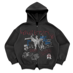 Black Velvet Errors Dance or Die zip-up hoodie with front zipper and graphic design, casual streetwear style.