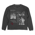 Small black Decay Thermal by Velvet Errors, with textured velvet fabric and subtle decay design, close-up view.