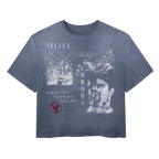 Black Decay Wash Tee by Velvet Errors, showing a casual cotton T-shirt with a distressed, vintage-inspired design.