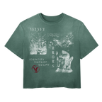 Black Decay Wash Tee by Velvet Errors, featuring a relaxed fit and faded distressed design, shown on a plain background.