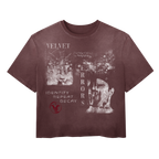 Black Decay Wash Tee by Velvet Errors, showcasing a casual crewneck with distressed, vintage-style decay wash fabric.