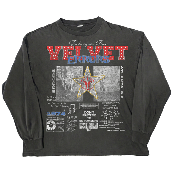 Black long sleeve shirt from Velvet Errors' Don't Pretend collection featuring a casual, comfortable design.