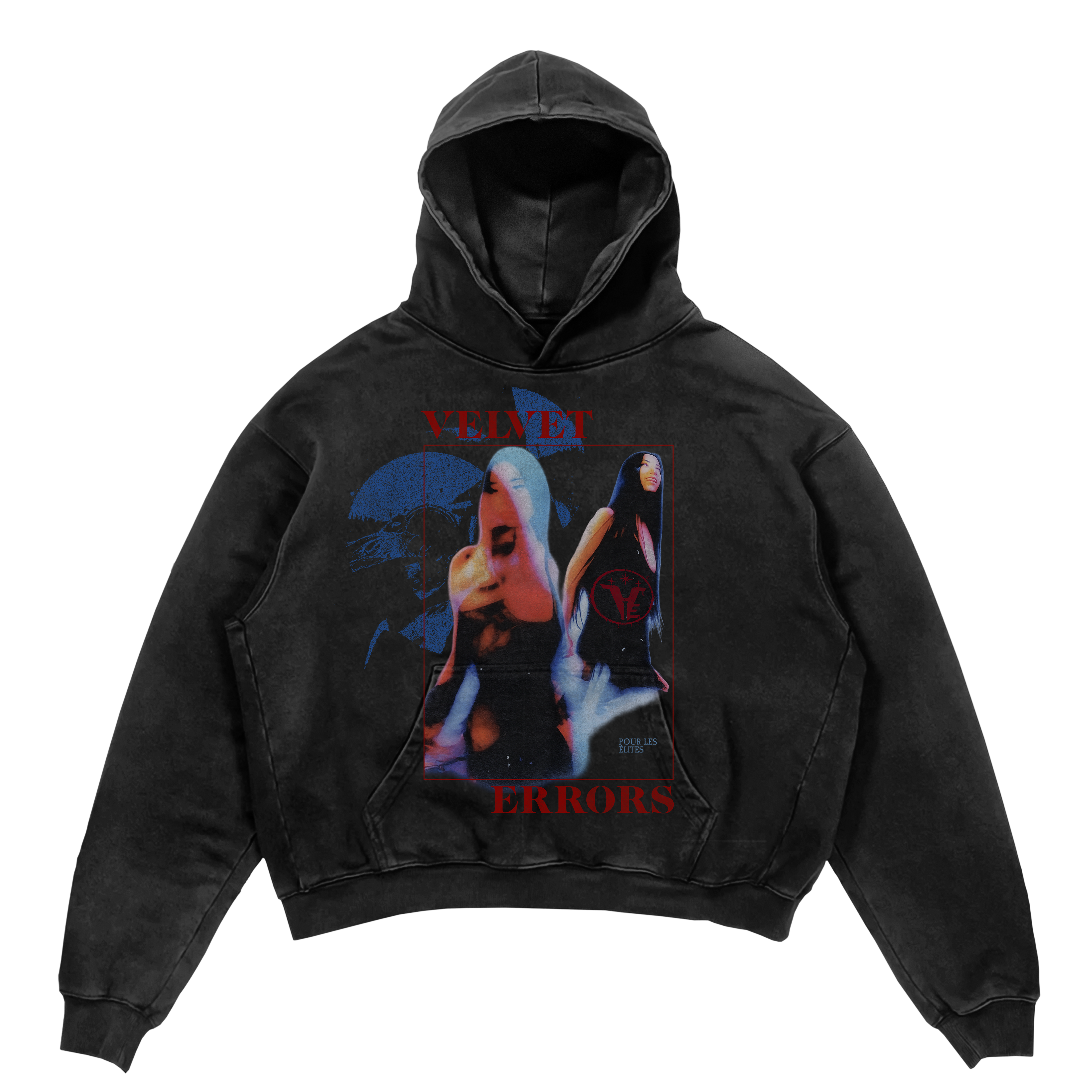 Black Velvet Errors Elites Hoodie featuring a comfortable fit and stylish design, perfect for casual wear.