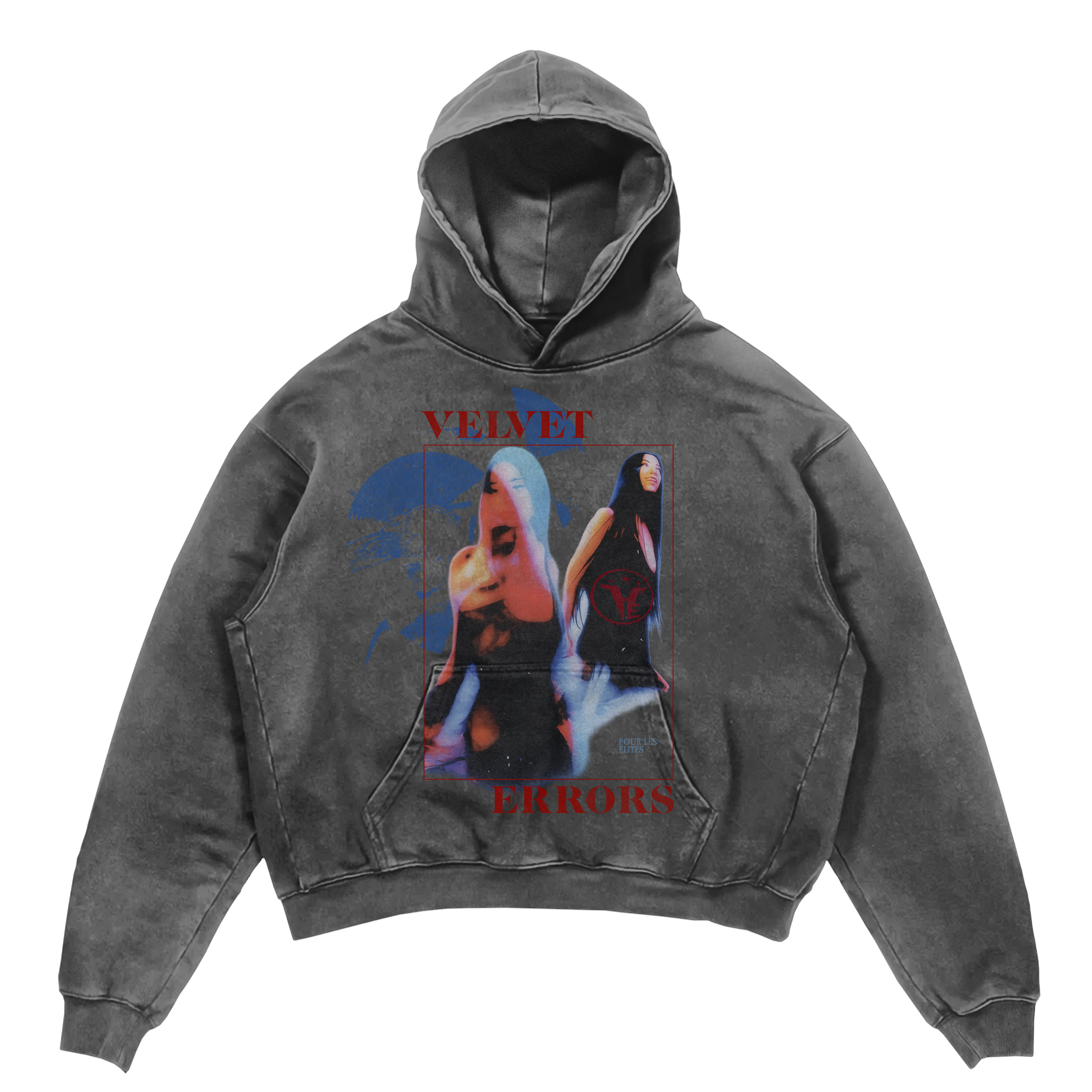 Black Velvet Errors Elites Hoodie with a relaxed fit and soft fabric, featuring the brand's logo on the front.