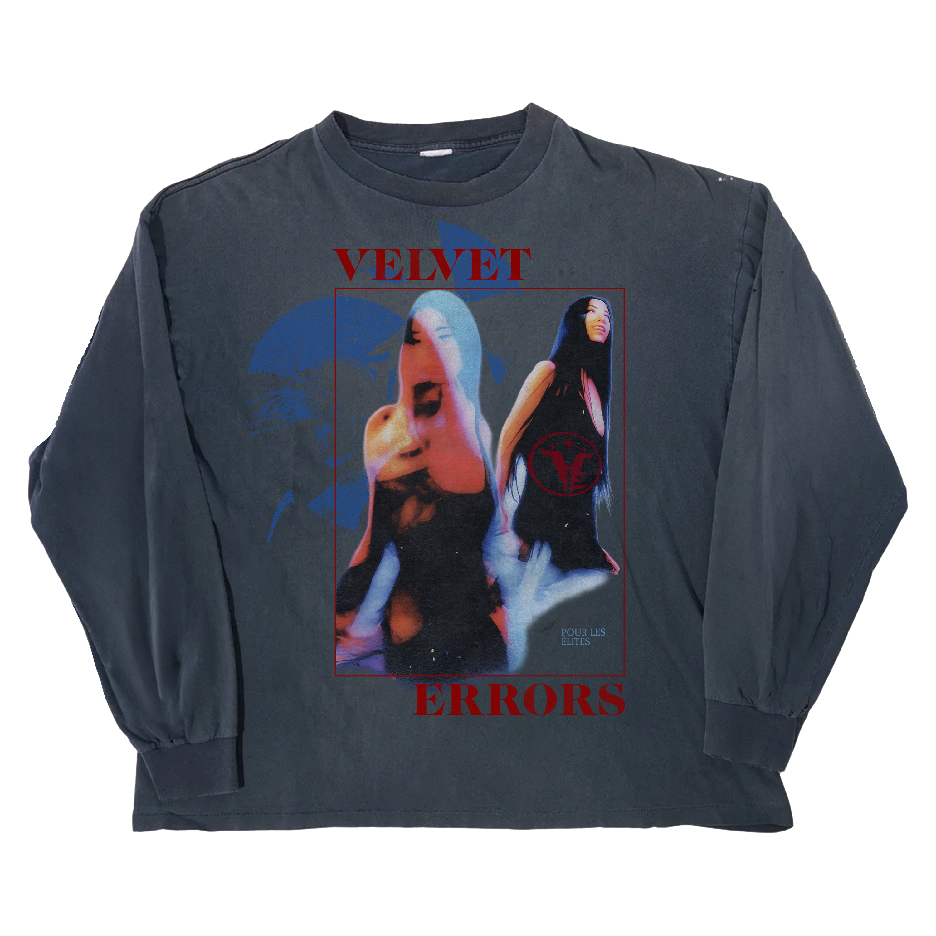Black Velvet Errors Elites long sleeve shirt with a fitted design and subtle logo, perfect for casual or stylish wear.
